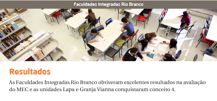 Faculdades Rio Branco: excelentes resultados pelo MEC
