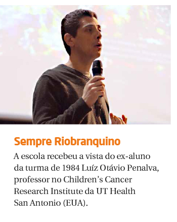 A escola recebeu a vista do ex-aluno da turma de 1984 Luís Otávio Penalva, professor no Children’s Cancer Research Institute da UT Health San Antonio (EUA).